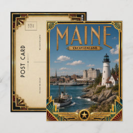 Maine Vintage Art Deco Golden Age Postkarte