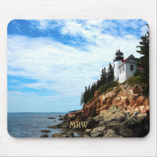 Maine Vintage Reise Bass Harbor Head Leuchtturm Mousepad