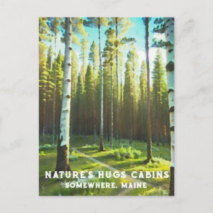 *~* Maine Wald Birke Immergrün AP49 Postkarte