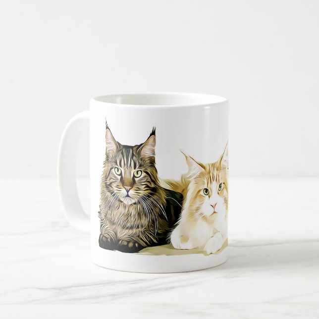 Maine-Waschbär-Katzen-Kätzchen, moderne Kaffeetasse (Vorderseite Links)