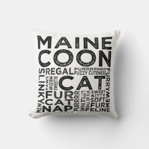 Maine-Waschbär-Katzen-Typografie Kissen