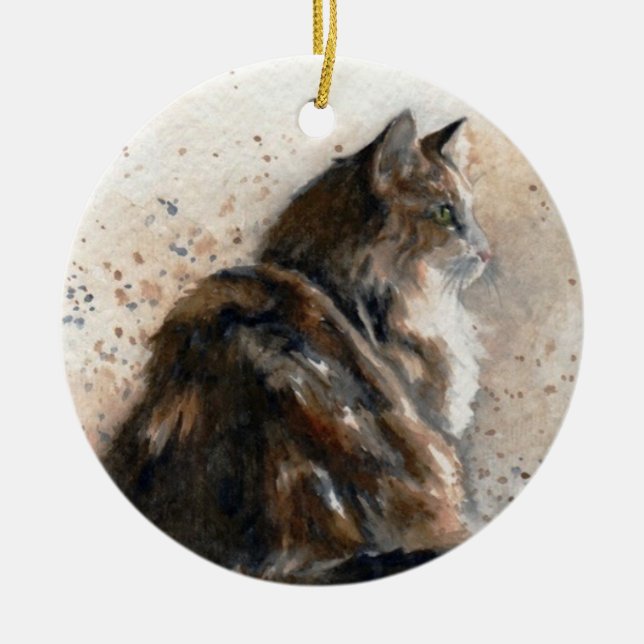 Maine-Waschbär-Katzen-Verzierung Keramikornament (Vorne)
