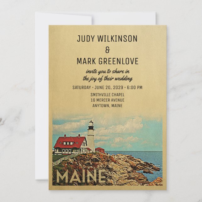 Maine Wedding Einladung Vintag Mitte des Jahrhunde (Vorderseite)
