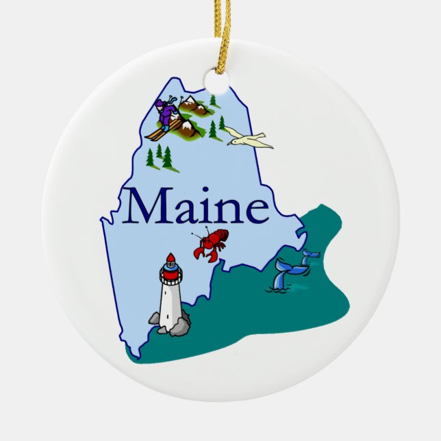 Maine-Weihnachtsbaum-Verzierung Keramikornament (Vorne)