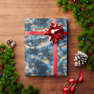 Maine Weihnachtsdorf in Schnee getaucht Geschenkpapier