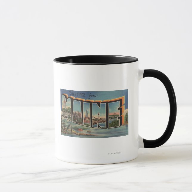 Maine (Winter)Großbuchstaben Szenen Tasse (Rechts)
