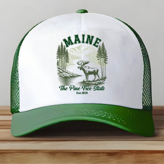 Maine Woods and Wildlife Illustration Truckerkappe (Von Creator hochgeladen)