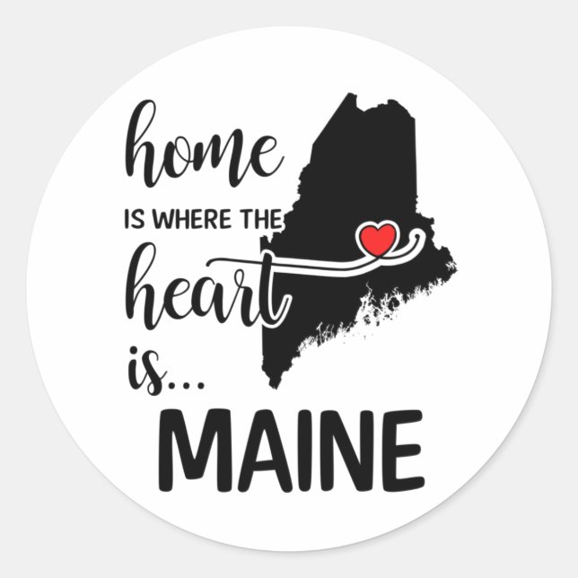 Maine Zuhause ist das Herz Runder Aufkleber (Vorderseite)