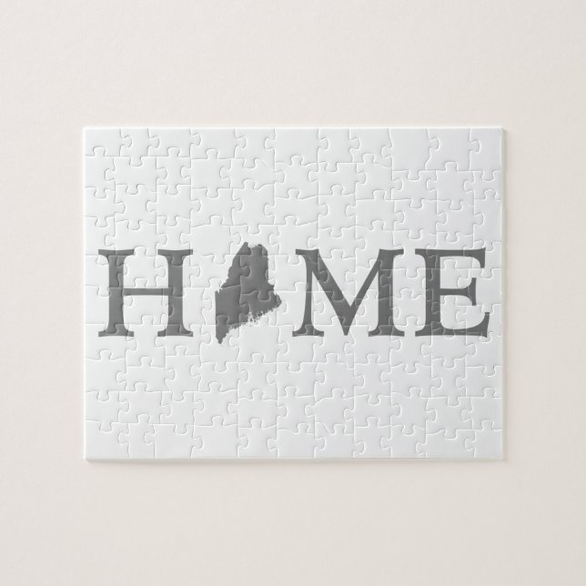 Maine Zuhause Staat Shaped Letter Gray Word Art (Horizontal)