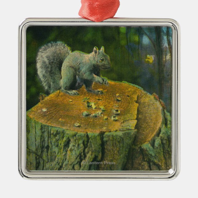 MaineA wenig Nussknacker-Eichhörnchen von Maine Ornament Aus Metall (Vorne)