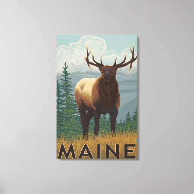 MaineElk-Szene Leinwanddruck (Vorderseite)