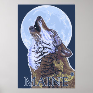 MaineHowling Wolf Poster