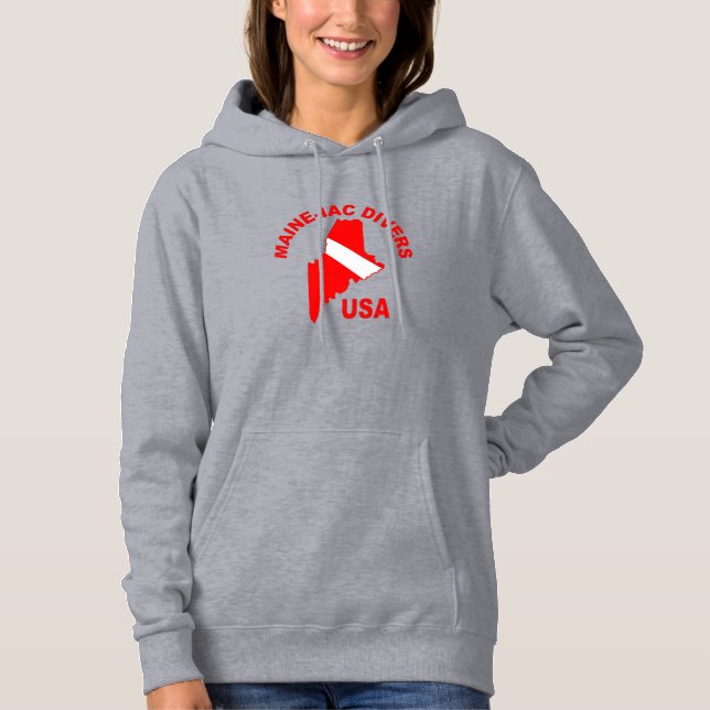 Maineiac Divers Classic Logo Frauen Sweatshirt. Hoodie (Vorderseite)