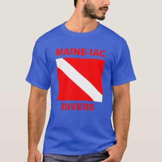 Maineiac Divers Dive Flag Logo Dunkler T - Shirt