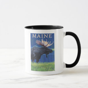 MaineMoose im Mondschein Tasse