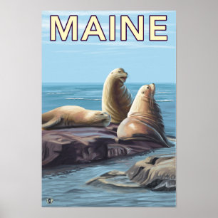 MaineSea Lions Szene Poster