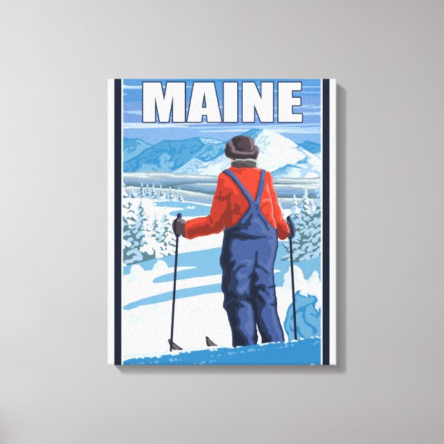 MaineSkier Admiring View Leinwanddruck (Vorderseite)