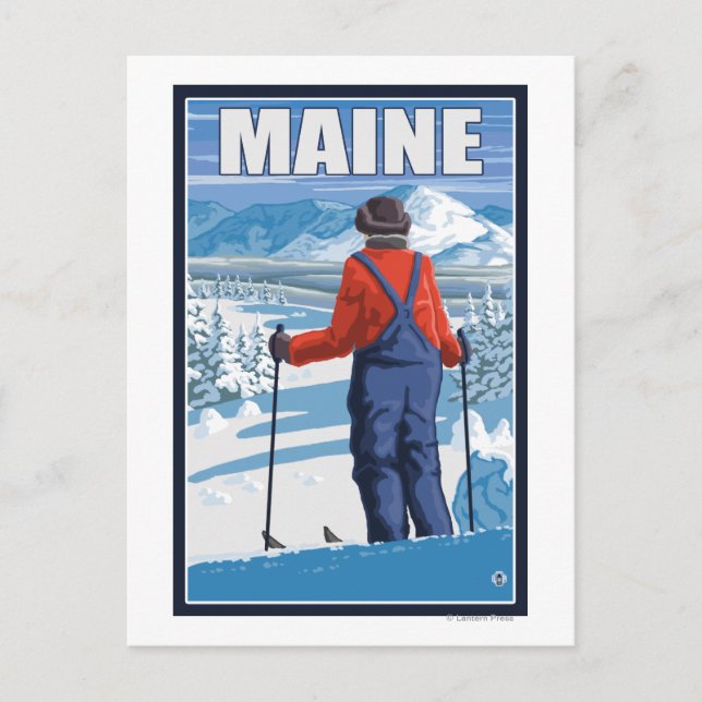MaineSkier Admiring View Postkarte (Vorderseite)