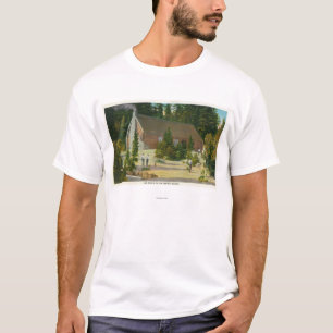 MaineView eines Blockhauses im Maine-Holz T-Shirt