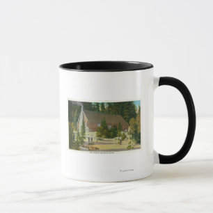 MaineView eines Blockhauses im Maine-Holz Tasse