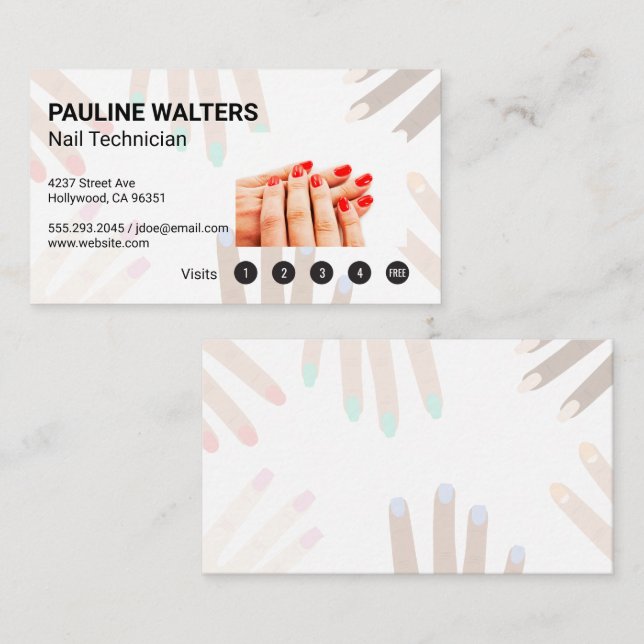 Mains à ongles rouges | Cartes de fidélité (Devant / Derrière)