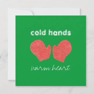 "Mains froides, carte de Noël de carré de coeur