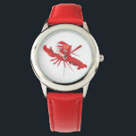 Mainstream Event-Lobster-Uhr Armbanduhr<br><div class="desc">Diese Hauptveranstaltung Lobster Watch feiert das beliebteste Krustentier! Das Design ist mit einem roten Hummer aus Cartoon gestaltet. Du wirst froh sein,  deine Krallen drauf zu bekommen!</div>