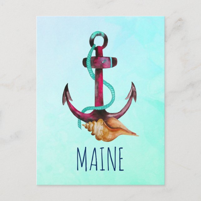 Mainstream mit Anker- und Seashell-Nautik-Thema Postkarte (Vorderseite)
