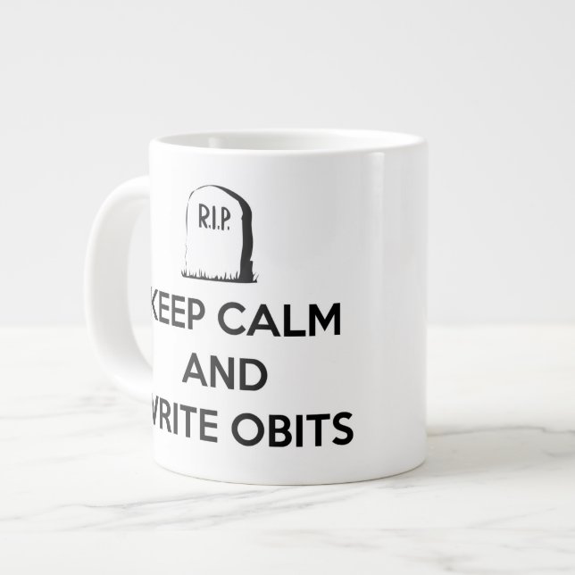 Maintenez calme et écrivez la tasse de nécrologies (Devant gauche)