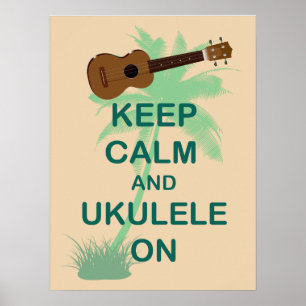 Maintenez le calme et Ukulele sur une affiche uniq