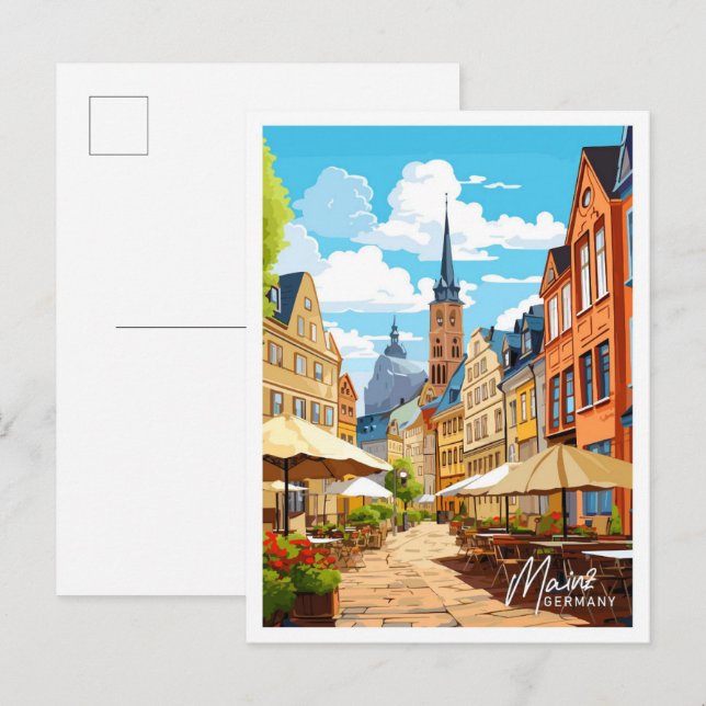 Mainz Deutschland Reisen Vintage Abbildung Postkarte (Vorne/Hinten)