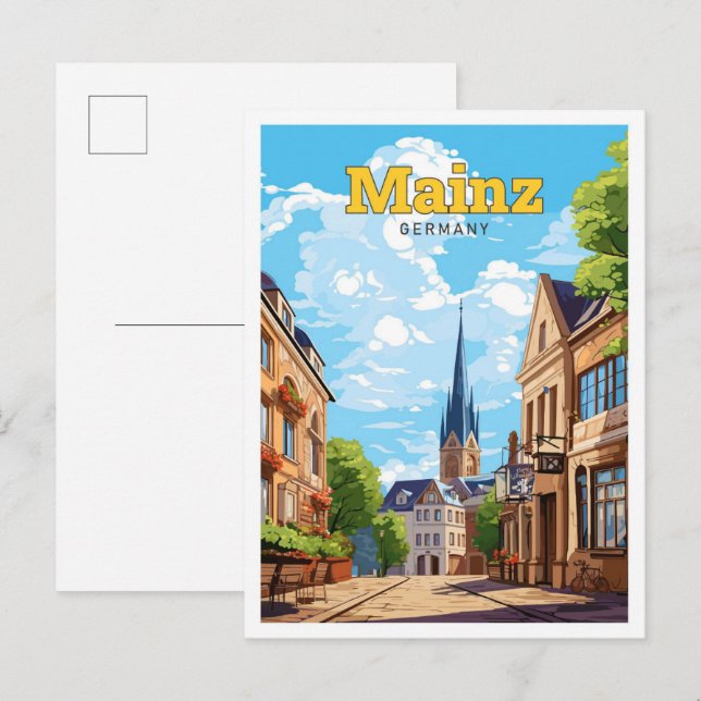 Mainz Deutschland Reisen Vintage Illustration Postkarte (Vorne/Hinten)