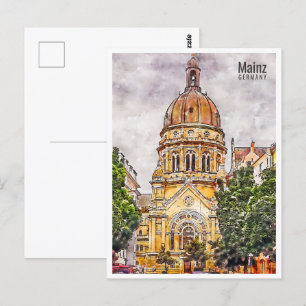 Mainz Deutschland Reiseort Wasserfarbe Postkarte