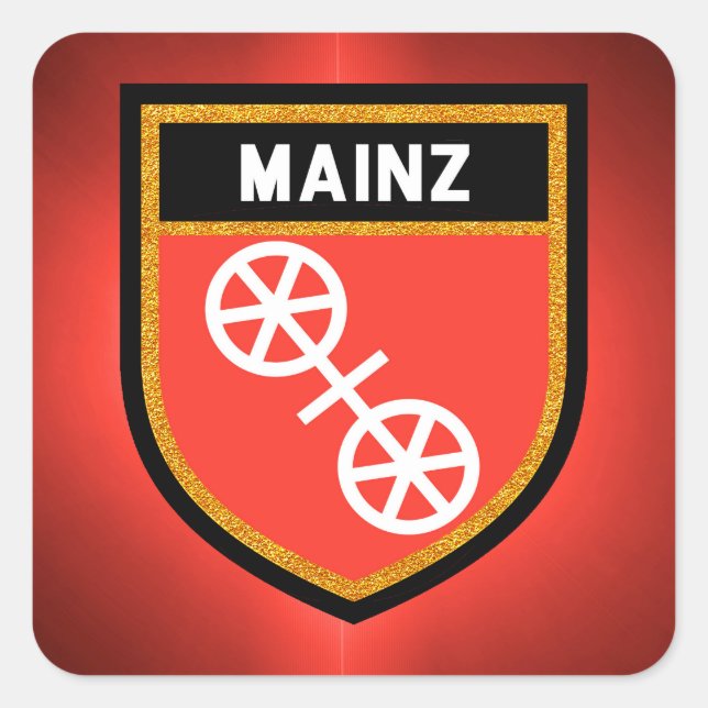 Mainz-Flagge Quadratischer Aufkleber (Vorderseite)