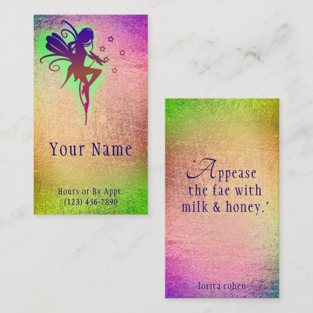 Mairy Realm Psychic Reader Tarot Mystic Neon Cards Visitenkarte (Vorne/Hinten)