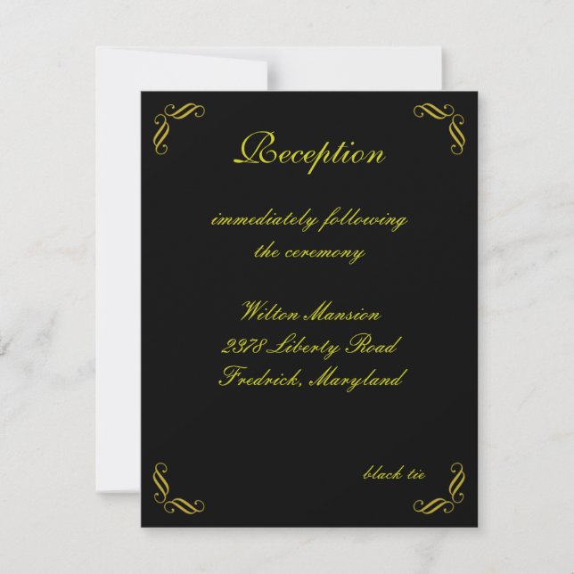 Mairy Tale in Black Empfang Card (schwarz) Einladung (Vorderseite)