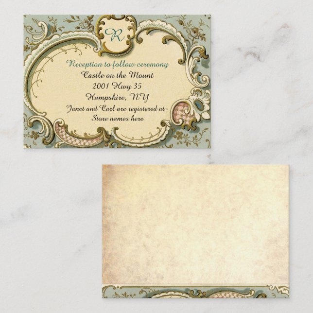 Mairy Tale Verzierte Hochzeitsinformationen Begleitkarte (Vorne/Hinten)