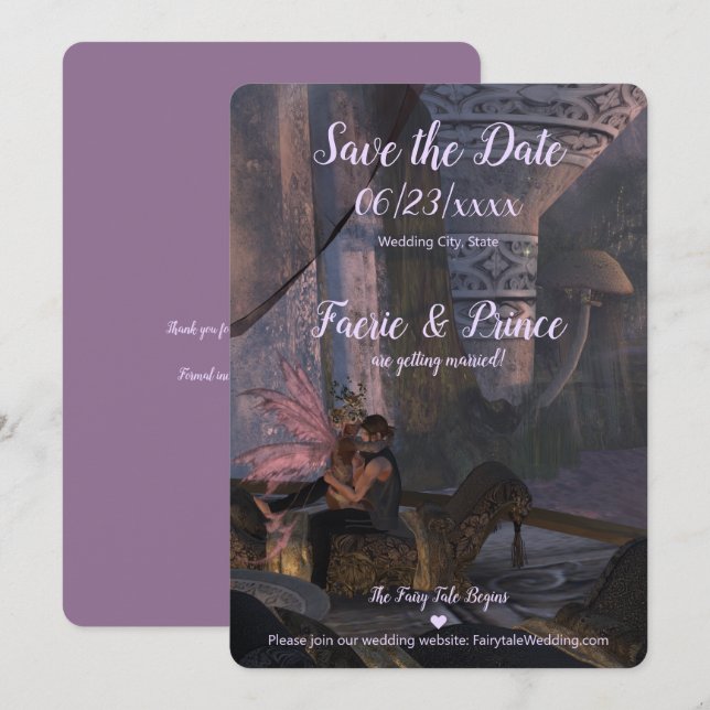 Mairy Tale Wedding - Save the Date flache Karte (Vorne/Hinten)