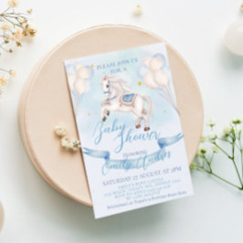 Mairytale Pony Stars Balloons Baby Shower Boy Einladung