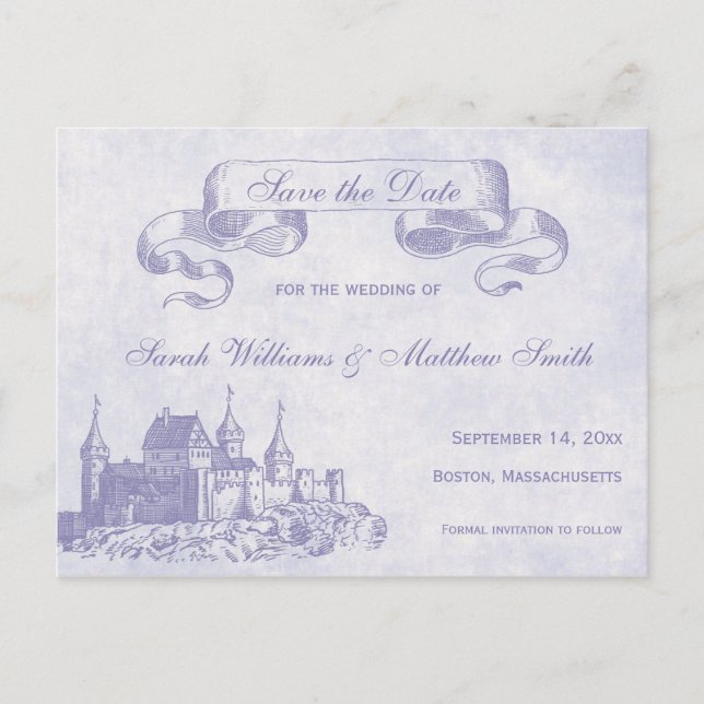 Mairytale Wedding Save the Date Postcard Ankündigungspostkarte (Vorderseite)
