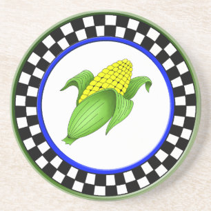 Mais an der Cob Round Sandstone Checkerboard Küst Getränkeuntersetzer