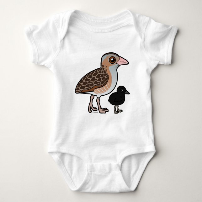 Mais Crake mit Baby Strampler (Vorderseite)