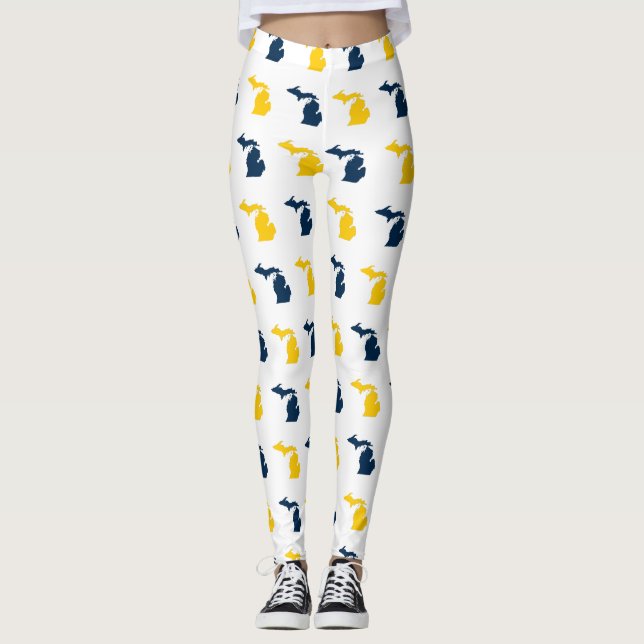 Mais-gelber und blauer Staat von Michigan-Muster Leggings (Vorderseite)