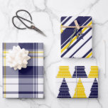 Mais und Blauer Geschenkverpackung 3 Packungen  Geschenkpapier Set<br><div class="desc">Mais und Blau 3-Pack Weihnachtsgeschenk Umschlag (blau und gold) 3-Pack von Steady Mobbin</div>