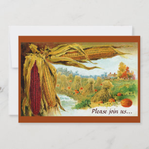 Mais und Pumpkins Vintager Erntedank Einladung