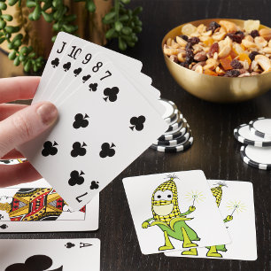 Mais-Zauberer-Charakter mit Zauberstab Spielkarten