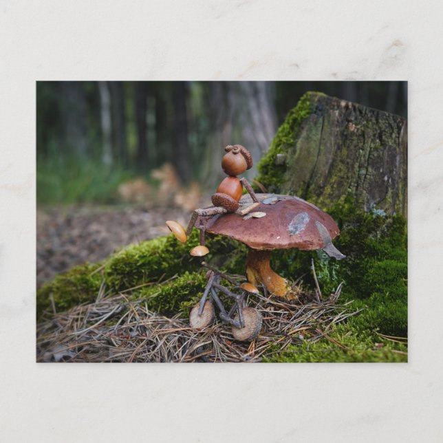 Maiself mit Fahrrad auf Pilz Postkarte (Vorderseite)