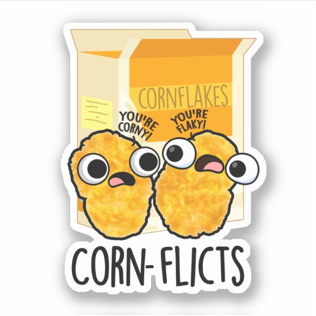Maisflicts Funny Corn Flakes Pun Aufkleber (Vorderseite)