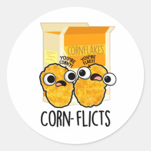Maisflicts Funny Corn Flakes Pun Runder Aufkleber