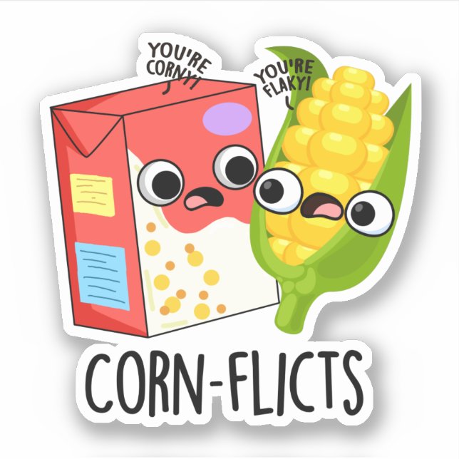 Maisflicts Funny Cornflake Corn Pun Aufkleber (Vorderseite)
